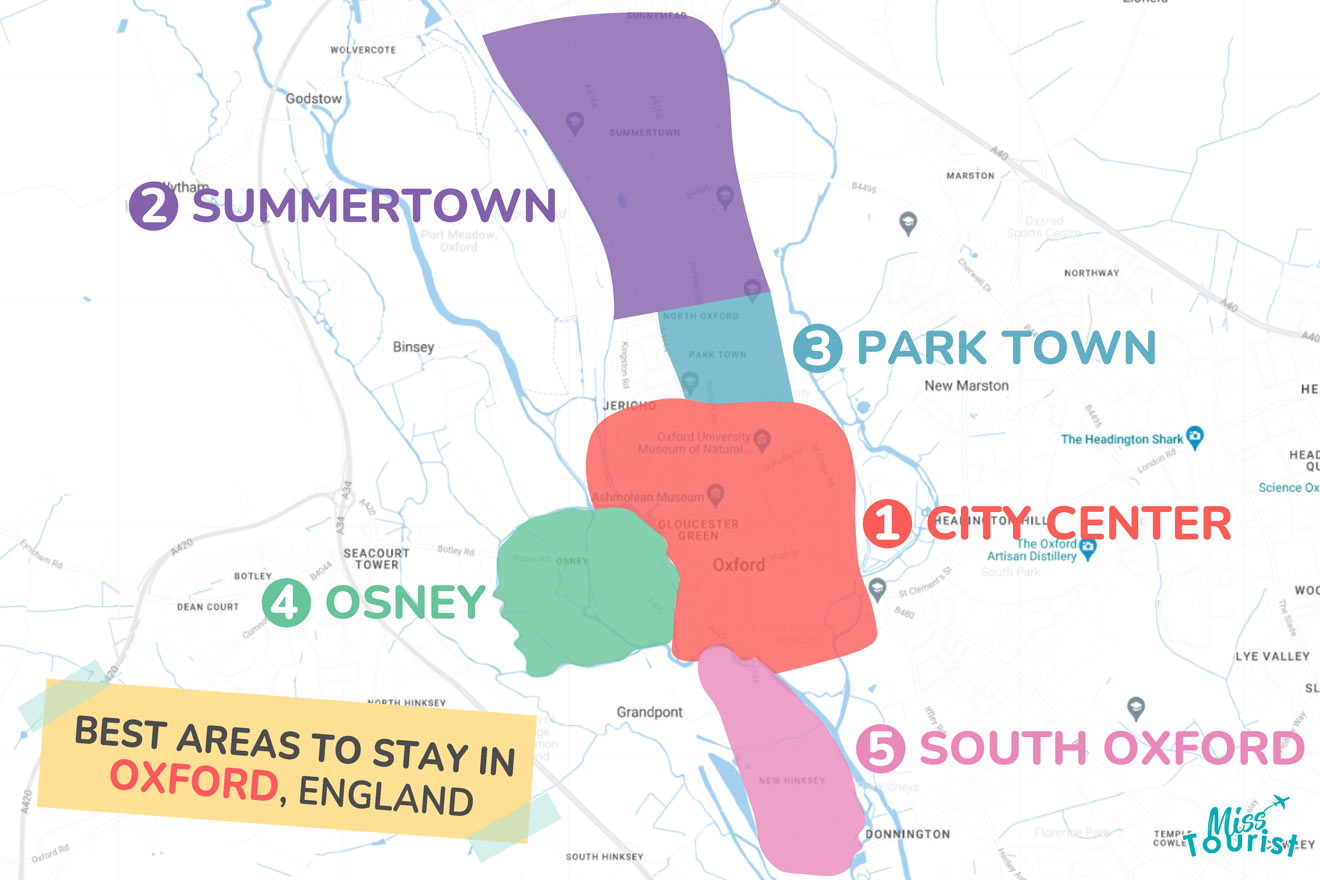 Map of best places to stay Oxford MAP